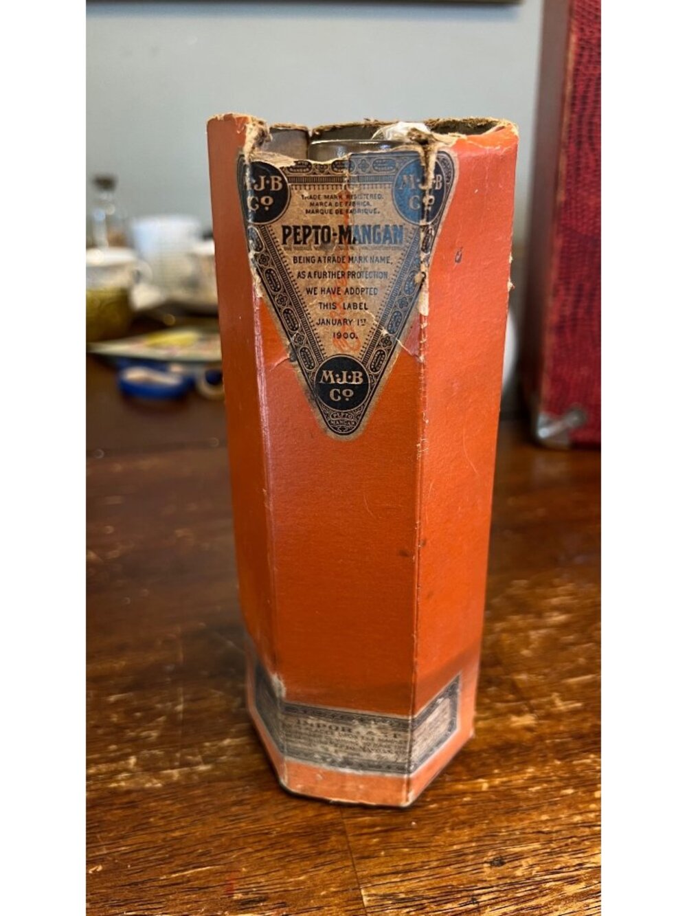 Gudes Pepto-Mangan Antique Medicine Bottle Original Box Early 1900s VTG Collecti